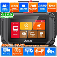 ANCEL V5 HD 12V 24V OBD2 Scanner Full System 2024 Diagnostic Tool Heavy Duty Truck Scanner Wifi Scanner Ecu Programming Scanner