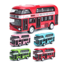 Alloy 1:43 Simulation City Bus Sightseeing Double Decker Bus Model Pull Back Car Toy Mini Model Car For Boys Kids Toys gifts