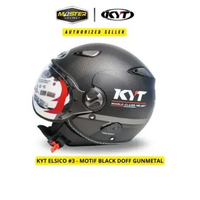 Helm KYT Retro Elsico Motif SNI DOT TERLENGKAP L #4 BLACK DOFF CREAM