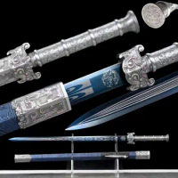 Real Steel Battle Sword, Fast Breeze, Han Dynasty Style, Handmade Multi Refined High Manganese Steel Baked Blue Blade, Unsharpen