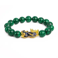 Color Changing Pixiu Bracelet Green Stone Beads Couple Energy Bracelet Bring Lucky Brave Wealth Feng Shui Bracelets For Women