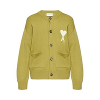 AMI Paris Ami De Coeur Wool Crewneck Cardigan Matcha/Off White XXS Green