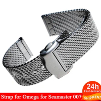 Milan Steel Mesh Watchband for Omega 007 for Seahorse 300 20mm for Breitling for IWC Replace Universal Men Business Watch Strap