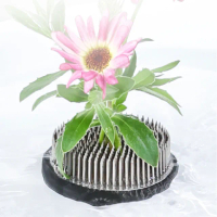 【日式插花】迷你不鏽鋼針劍山-6cm(花藝 花道 插花器 固定器 園藝工具 花卉 固定神器)
