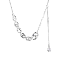 925純銀項鍊豬鼻子吊墜-韓版鋯石流蘇鎖骨鏈女飾品74iu22【獨家進口】【米蘭精品】