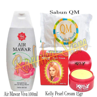 Paket Cream Kelly 15gr + Air Mawar 100ml + Sabun Qm untuk Perawatan Wajah - Facial