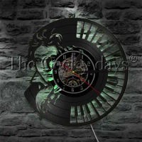 Beethoven Portrait LED Hanging Lamp Piano Keyboard Classical Music Composer Vinyl Record Wall Clock For Piano Lover Gift