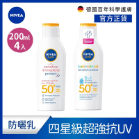 (4入組)【NIVEA 妮維雅】 專業級防曬乳_光敏感測試 /敏弱益膚