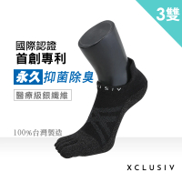 【XCLUSIV】3雙組 照護五趾船型襪-黑色(銀纖維/99.99％抑菌消臭/吸濕乾爽/永久有效)