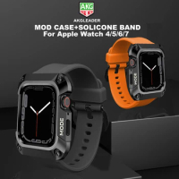MOD Case with Silicone Band for Apple Watch Series 5 4 6 7 for iwatch 45mm/44mm Strap Screen Protector Cover