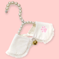 Migo Collar C02 Kalung Scarf Slayer Syal Simple Putih Renda Paw Mutiara/Lonceng Kucing/ Anjing / Pet