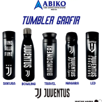 JUVENTUS - TUMBLER TERMOS CUSTOM JUVENTUS LASER GRAFIR NAMA LOGO MURAH