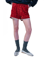 Sequin Shorts Red White F