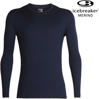 Icebreaker Oasis BF200 男款 素色圓領長袖上衣/美麗諾羊毛排汗衣 104365 401夜藍