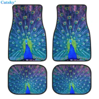 peacock Car Floor Mat Interior Accessories Carpet Front and Rear Complete Set of 4 Pack Fits Most Car Floor Mats