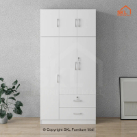 [FREE SHIPPING] CLEO 4X8FT 3 DOOR WARDROBE WITH TOP SHELF / 2 DRAWERS / ALMARI BAJU Wood Furniture