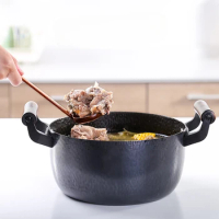 Cast iron pot, stew pot, soup pot, household Induction cooking, gas stove, pig iron, uncoated enamel pot