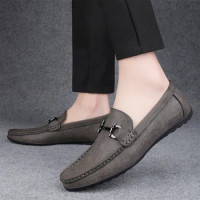 Brand Fashionable Pointy Leather Shoes New Lightweight Casual Business Leather Shoes Breathable Modern Boat Casual Men's Shoes
