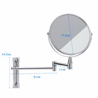 Tempat asal dinding baru dipasang lengan lipat memanjangkan cermin bilik mandi 5X pembesaran cermin padat Double Side Touch Dimming cermin solek