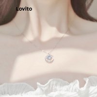 COD Lovito Casual Moon Metal Necklaces for Women LNA28127 (Silver) Lovito Casual Moon Metal Necklace