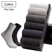 MOJITO,5 Pairs /Lot Plus Size Classic Crew Socks for Men and Women Autumn Casual Business Gray 100% Cotton Male Socks Size 48