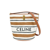 Celine 思琳 Bucket 16 緹花條紋織物手提斜背水桶包(棕)