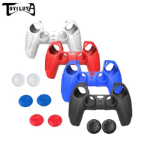 TOYILUYA Protective Cover Silicone For SONY Playstation 5 Accessories Controller Rubber Case For PS5 Joysticks Thumb Grips Caps
