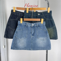 Chân Váy Jean Ngắn Nữ Hamina, Váy Jeans Hàng Công Ty Túi Nhọn
