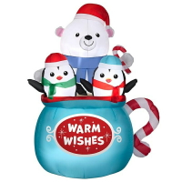 充氣北極熊企鵝泡咖啡杯，造型充氣/大型充氣/聖誕佈置/活動擺飾/派對裝飾/戶外大型擺飾/聖誕節，X射線【X786101】