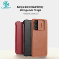 For Samsung A73 Case Nillkin Qin Pro Camera Protective Cover PU Leather Flip Case for Samsung Galaxy A73 5G with Card Pocket