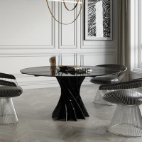 Italian Minimalist Marble Dining Table and Chair Living Room Home Small Apartment Nordic round Dining Table