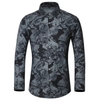 High Quallity Men's Print Shirt Casual Plus Size Long Sleeve Shirts Men Beach Hawaiian Shirt 6XL 7XL