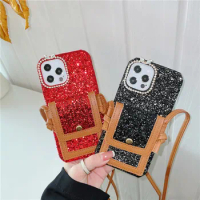 Bling Glitter Card Wallet Crossbody bag phone case for Samsung galaxy NOTE20 S21 ultra S20 FE S8 S9 S10 NOTE8 NOTE9 NOTE10 A02S