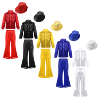 Bộ trang phục trẻ em Yartina cho bé trai và bé gái: áo blouse tay dài đính sequin phong cách hip hop