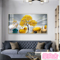 可開發票 裝飾畫 掛畫 背景墻畫 客廳裝飾畫 玄關畫客廳裝飾畫沙發背景墻一整幅臥室墻上掛畫大廳黃金搖錢發財樹掛墻zz9008