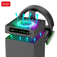 Ipega New for Xbox Series X Host RGB Cooling Fan Adjustable Wind Speed Heat Dissipation Fan with USB Charging Port