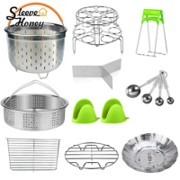 Stainless Steel Pressure Cooker Set Instant Pot 2 Steamer Baskets Springform Pan Stackable Egg Steamer Rack Egg Beater