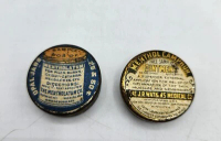 2 Vintage Advertising Mentholatum, Menthol Camphor Round Litho Tin Container