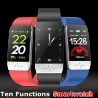 T1S Smart Band Watch ECG Heart Rate Blood Pressure Monitor Weather Forecast Drinking Remind Smartwatch With Temperature Measure