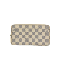 二手品 Louis Vuitton 經典棋盤格紋拉鍊長夾( N60019-米白)