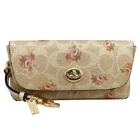 【COACH】C LOGO玫瑰眼鏡墨鏡太陽眼鏡收納盒(玫瑰/米白)