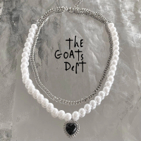 The Goats Dept - Black Heart Shape Pearl Necklace Original / tgd880 kalung mutiara hati hitam peleng