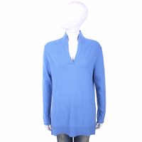 ALLUDE 100%喀什米爾蔚藍色立領針織羊毛衫