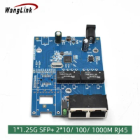Wanglink Gigabit media converter 1 SFP 2 RJ45 gigabit optical fiber ethernet fiber optic Media Converter PCB