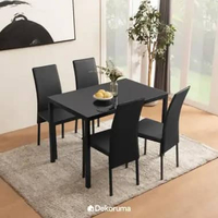 Dekoruma SHINKA Set Meja Makan Kaca dengan 4 Kursi Makan / Set Meja Kursi Cafe / Dining Set