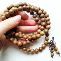 Natural Wenge Wood Buddha Bracelet Wood Buddhist Mala Necklace 108 Wood 108 Beads Necklace Healing Beads Ornament Gift