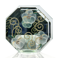 Madiggan 貝斯麗 玫瑰手工彩繪玻璃八卦型開運鏡面燭台