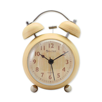 【超取免運】3吋木紋金屬鬧鐘 指針鬧鐘 指針時鐘