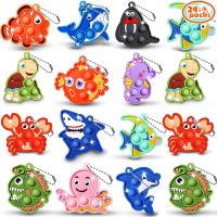 Easter Basket Stuffers Easter Gift for Kids 24PCS Jungle Animal Pop Fidget Toy & Card Birthday Easte