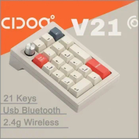 New V21 Mini Numeric Keyboard 21 Keys Usb Bluetooth 2.4g Wireless 3 Modes Pad RGB Mechanical Keyboard Computer Accessories